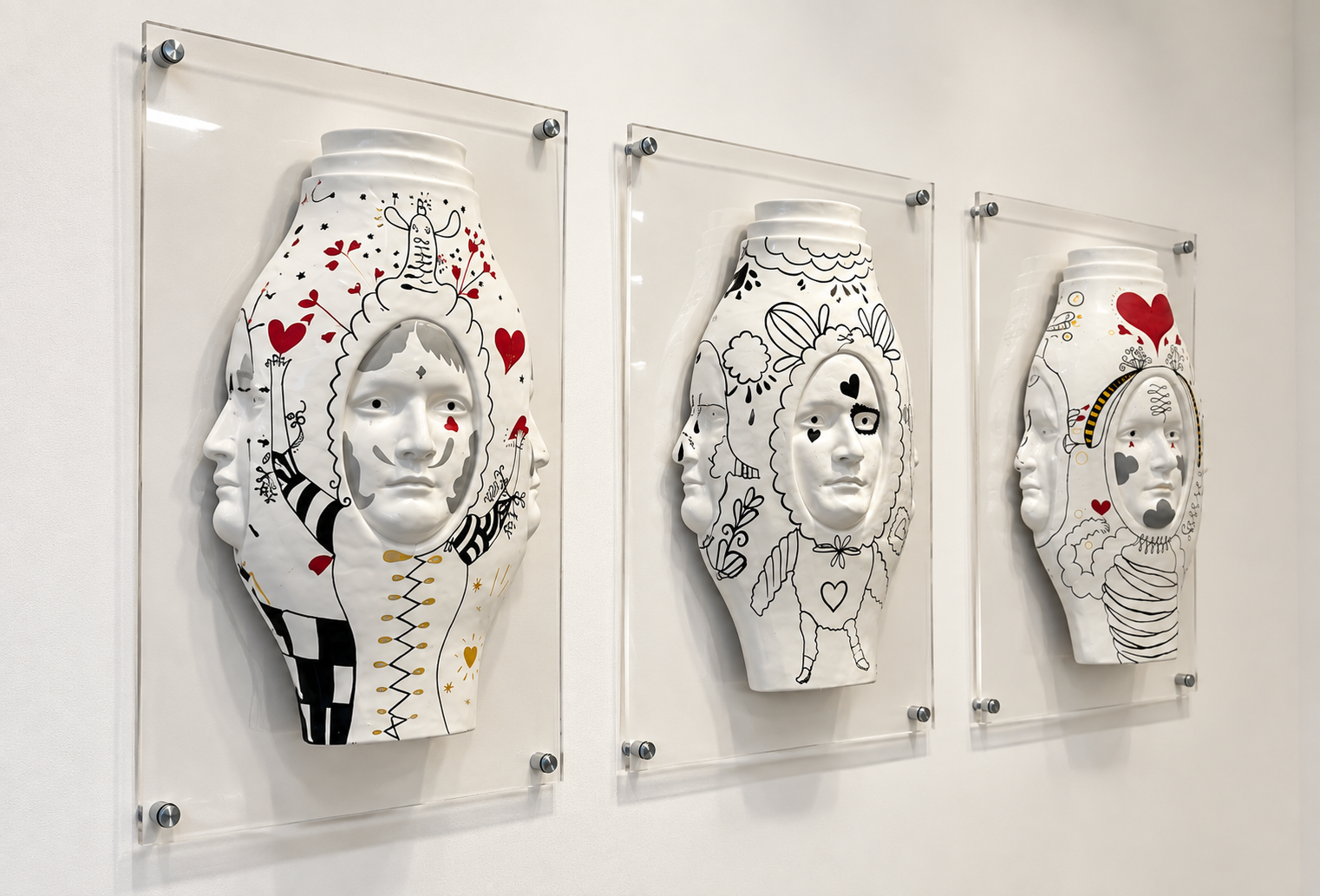 Face Wall Sculpture Set - Görsel 2